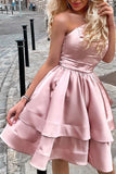 Strapless Tiered Mini Prom Homecoming Dress