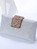 Women's Clutch Bags for Evening Bridal Wedding Party with Crystals Chain in Solid Color