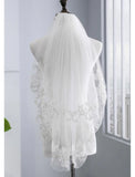 Two-tier Stylish / Pearls Wedding Veil Elbow Veils with Faux Pearl / Drop Veil