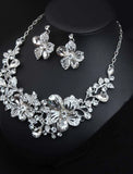 Fall Wedding Bridal Jewelry Sets Two-piece Suit Cubic Zirconia Rhinestone Alloy 1 Necklace Earrings Women‘s Statement European Classic Flower ShapeJewelry Set For Party Wedding