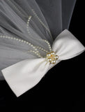 Two-tier Wedding Veil Elbow Veils with Faux Pearl / Satin Bow Tulle