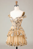 A-line Short Lace Homecoming Dresses with Sequins