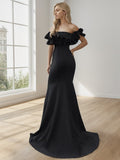 Off the Shoulder A Line Mermaid Maxi Evening Gown