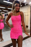 Bodycon Spaghetti Straps Beading Homecoming Dress