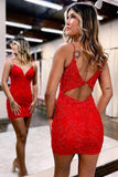 Mermaid V-neck Spaghetti Straps Lace Homecoming Dresses