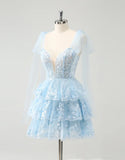 A-Line Tiered Tulle Homecoming Dress