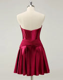 A-Line Strapless Satin Homecoming Dress