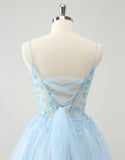 A-Line Beaded Flowers Tulle Corset Homecoming Dress