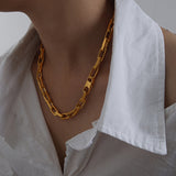 European and American thick chain Cuban chain hip-hop necklace 18K gold non-fading bracelet jewelry female new popular