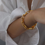 European and American thick chain Cuban chain hip-hop necklace 18K gold non-fading bracelet jewelry female new popular