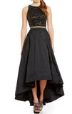 Two Piece Sequin Prom Dress High Low Cocktail Formal Gown