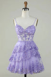 Glitter Lace Corset Ruffle Tiered Homecoming Dress