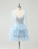 A-Line Tiered Tulle Homecoming Dress