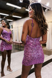 Bodycon V Neck Sequins Appliques Homecoming Dresses