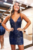 Bodycon V Neck Sparkly Homecoming Dresses