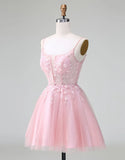 A-line Glitter Flowers Homecoming Dress