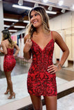 V Neck Sequins Short Homecoming Dresses