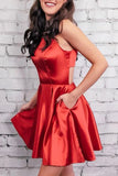 Halter Neck Satin Mini Prom Homecoming Dress