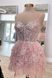 A-line Tulle Sequined Short Prom Dress Homecoming Dress