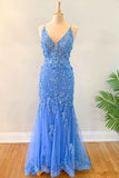 Mermaid Appliques Floral Lace Prom Dress Long Evening Dress