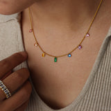 Bohemian multi-color zircon bracelet necklace set