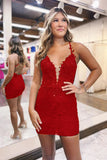 Bodycon V Neck Lace Beading Homecoming Dresses