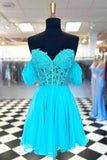 A Line Sweetheart Chiffon Appliques Homecoming Dresses