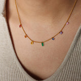 Bohemian multi-color zircon bracelet necklace set