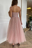 Tulle Straps Tea Length Prom Dresses Homecoming Dresses