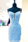 Straps Sequins Bodycon Homecoming Dress