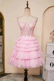 Sweetheart Neck Layered Strapless Homecoming Dress