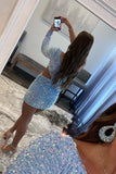 Bodycon One Shoulder Sequins Homecoming Dresses