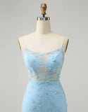 Spaghetti Straps Glitter Tight Beaded Flowers Homecoming Dress