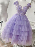 A Line Tulle Lace Applique Short Prom Dress Homecoming Dresses