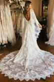Mermaid Wedding Dress with Appliques Long Sleeve Cape Lace