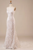 Backless Lace Wedding Dress with Sweep Train