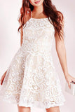 A-line Criss-Cross Straps Lace Sleeveless Homecoming Dress