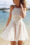 A-line Criss-Cross Straps Lace Sleeveless Homecoming Dress