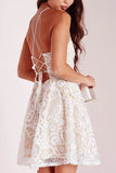 A-line Criss-Cross Straps Lace Sleeveless Homecoming Dress