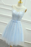 A-Line Appliques Tulle Homecoming Dress