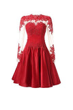 A Line Long Sleeves Applique Homecoming Dresses