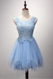 A-line Scoop Neck Tulle Short Detailing Homecoming Dresses