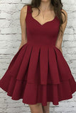 A-Line Scoop Short Tiered Satin Homecoming Dress