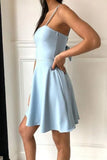 A-Line Spaghetti Straps Satin Homecoming Dress