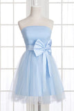 A-Line Strapless Bowknot Short Prom Dresses