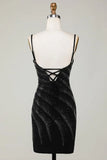 Bodycon Spaghetti Straps Glitter Homecoming Party Dress