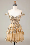 A-line Sparkly Homecoming Dress Corset Tiered Cocktail Dress