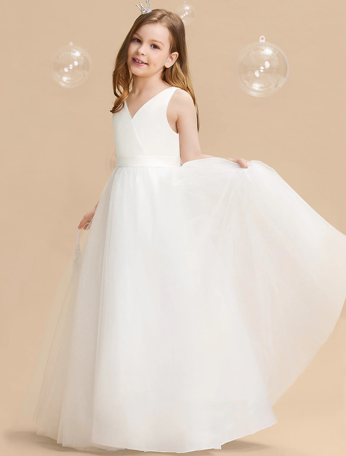 Kids Girls' Dress Solid Colored Long Sleeve Party Birthday Mesh Backless Bow Princess Sweet Polyester Maxi Tulle Dress Summer Spring Fall 3-10 Years White Pink