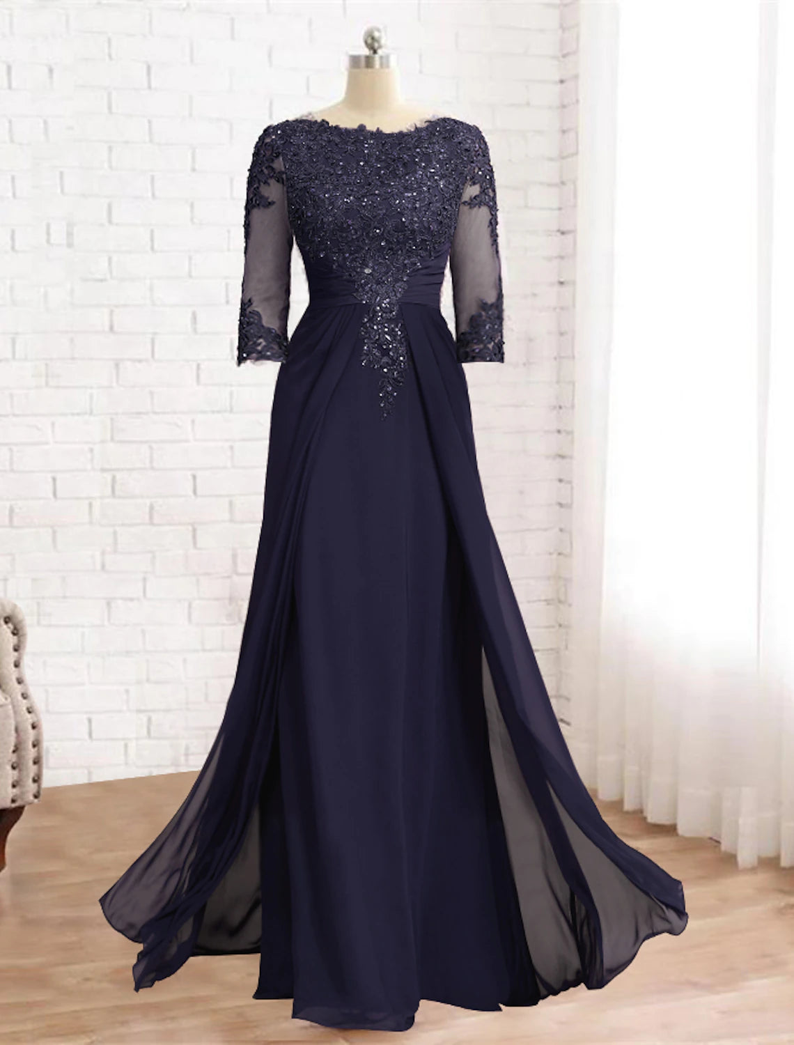 Sheath / Column Mother of the Bride Dress Wedding Guest Party Sparkle & Shine V Neck Asymmetrical Chiffon Sequined Short Sleeve with Pleats Solid Color main image 0