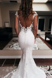 Mermaid Elegent Sweetheart Sleeveless Chapel Train Backless Long Wedding Dress